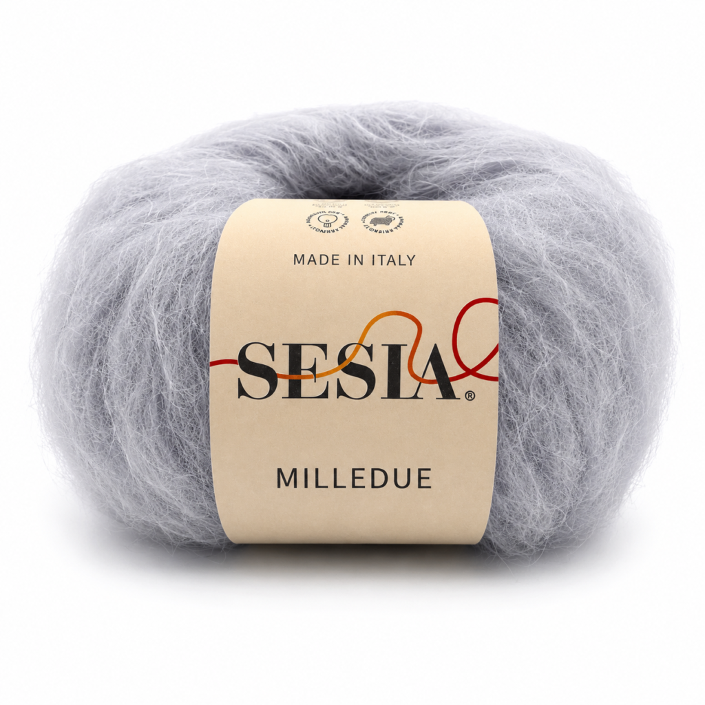 Filato in misto lana e mohair grigio perla